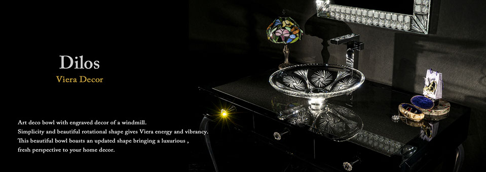 スラヴィアクリスタル：ディロス：高級洗面ボウル：高級洗面器：手洗い器：おしゃれ：美しい：クラッシック：豪華：ゴージャス：