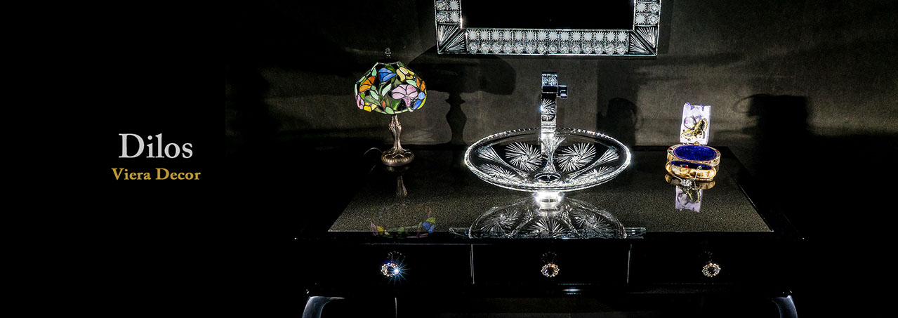 スラヴィアクリスタル：ディロス：高級洗面ボウル：高級洗面器：手洗い器：おしゃれ：美しい：クラッシック：豪華：ゴージャス：