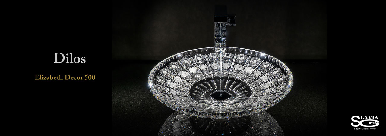 スラヴィアクリスタル：ディロス：エリザベス高級洗面ボウル：高級洗面器：手洗い器：おしゃれ：美しい：クラッシック：豪華：ゴージャス：