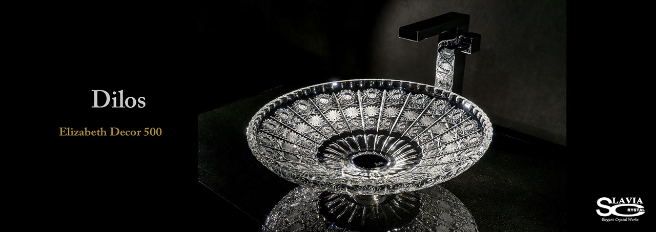 スラヴィアクリスタル：ディロス：エリザベス高級洗面ボウル：高級洗面器：手洗い器：おしゃれ：美しい：クラッシック：豪華：ゴージャス：