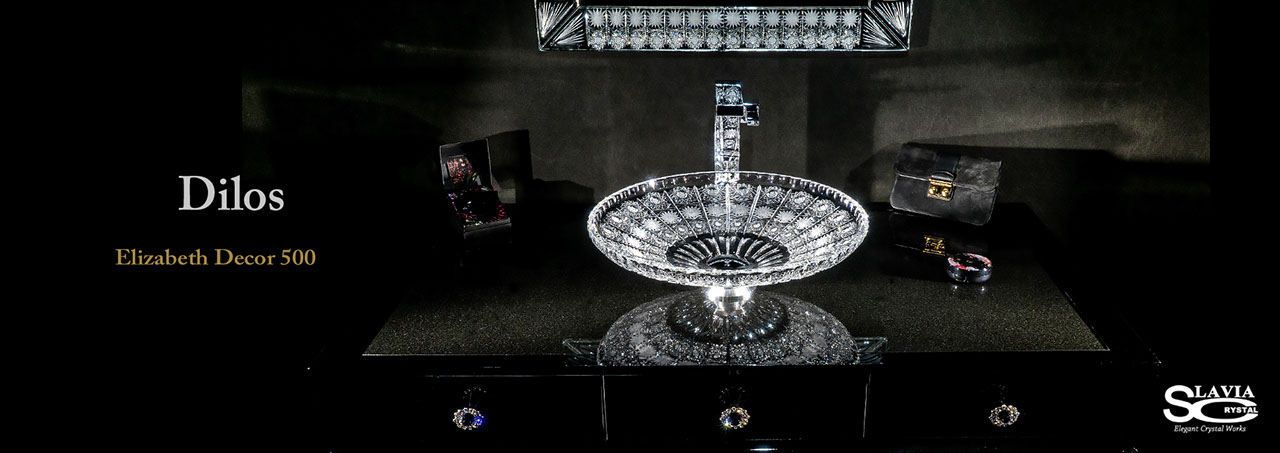 スラヴィアクリスタル：ディロス：エリザベス高級洗面ボウル：高級洗面器：手洗い器：おしゃれ：美しい：クラッシック：豪華：ゴージャス：