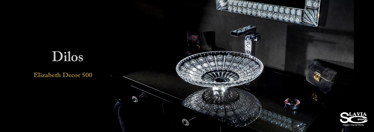 スラヴィアクリスタル：ディロス：エリザベス高級洗面ボウル：高級洗面器：手洗い器：おしゃれ：美しい：クラッシック：豪華：ゴージャス：