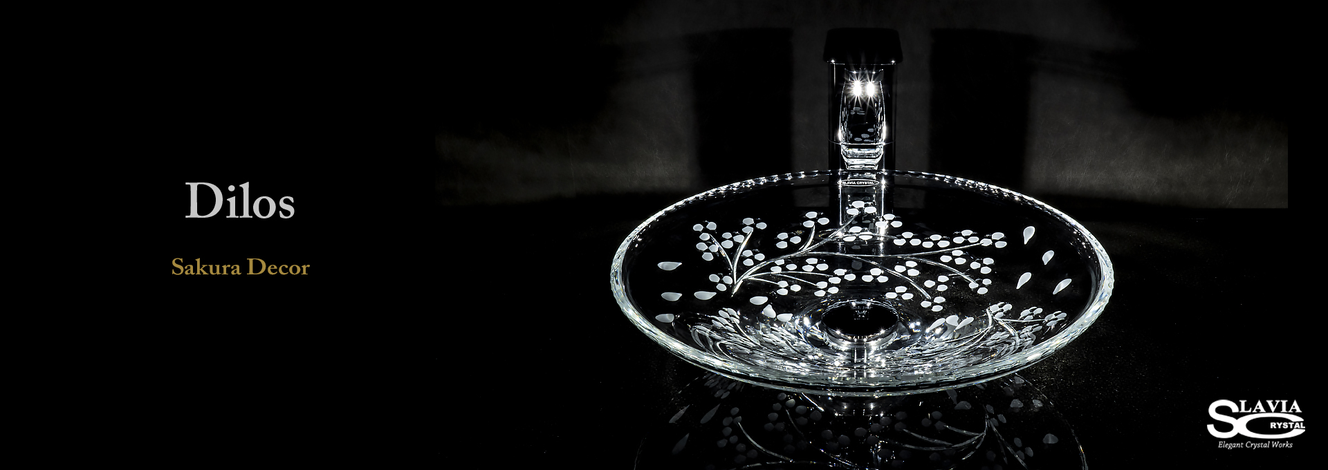 SLAVIA CRYSTAL　Dilos（スラヴィアクリスタル）ディロス　サクラ洗面ボウル　｜洗面器｜手洗器｜手洗いボウル｜おしゃれ｜豪華｜美しい｜ガラス｜ボウル｜最高級｜クリスタル｜