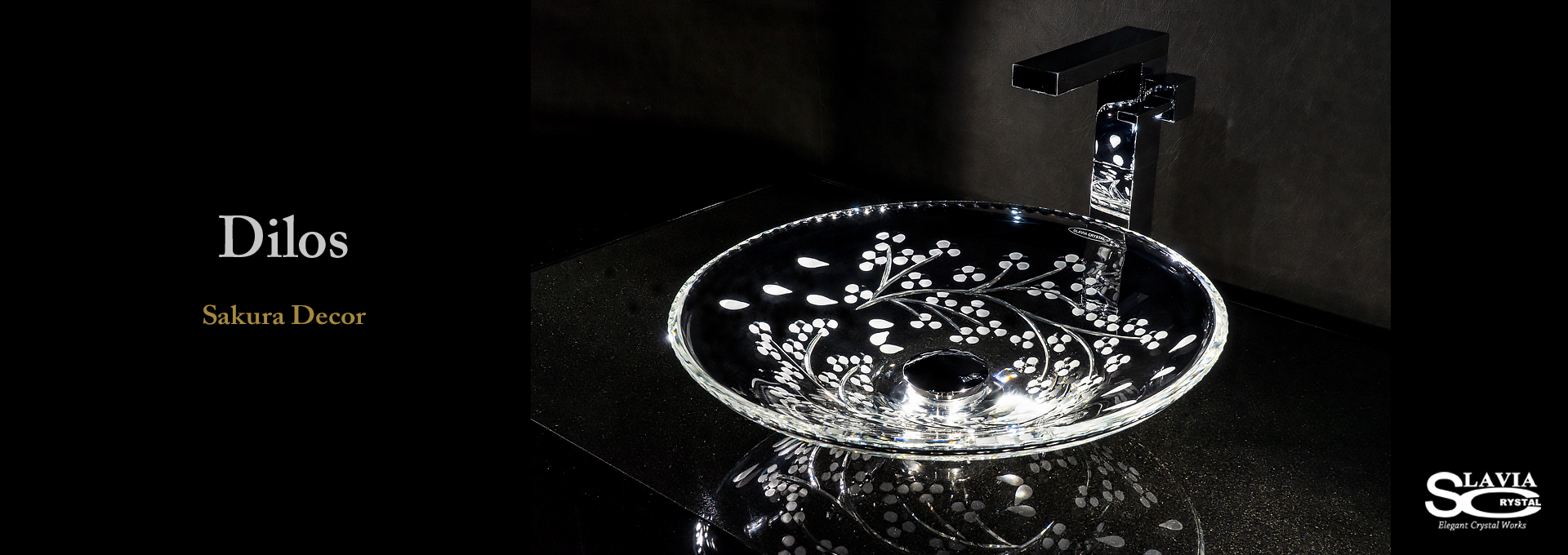 SLAVIA CRYSTAL　Dilos　SAKURA（スラヴィアクリスタル）ディロス　サクラ洗面ボウル　｜洗面器｜手洗器｜手洗いボウル｜おしゃれ｜豪華｜美しい｜ガラス｜ボウル｜最高級｜クリスタル｜