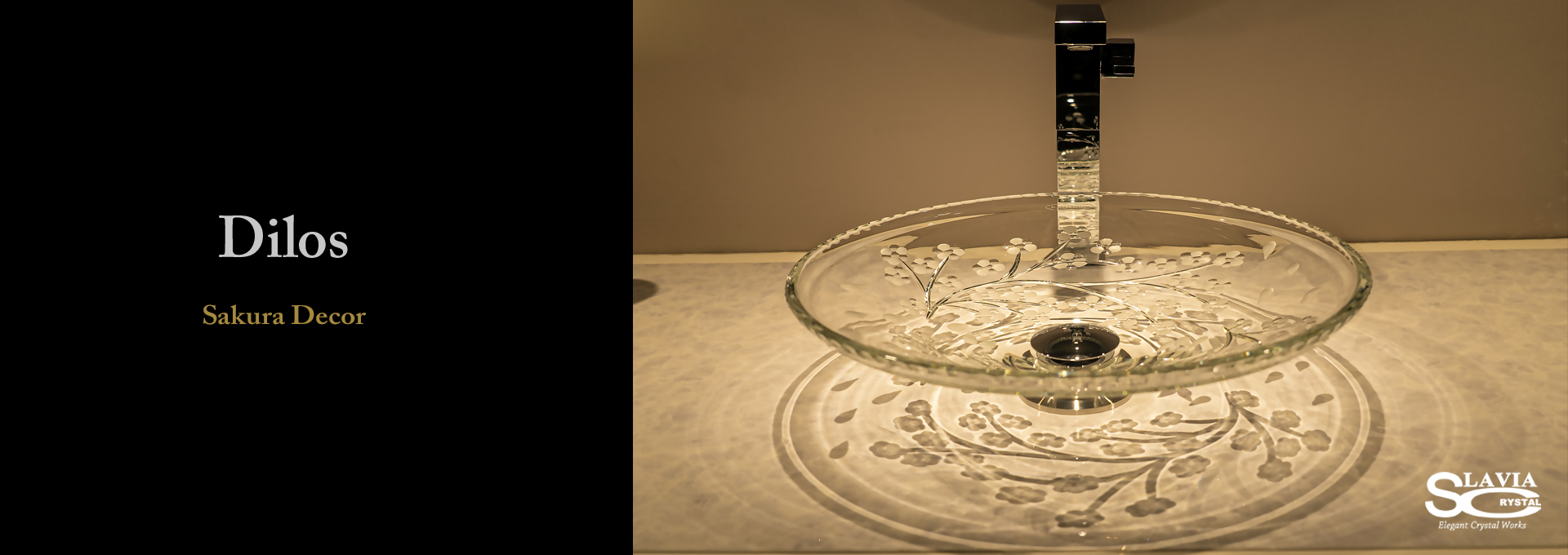 SLAVIA CRYSTAL　Dilos　SAKURA（スラヴィアクリスタル）ディロス　サクラ洗面ボウル　｜洗面器｜手洗器｜手洗いボウル｜おしゃれ｜豪華｜美しい｜ガラス｜ボウル｜最高級｜クリスタル｜