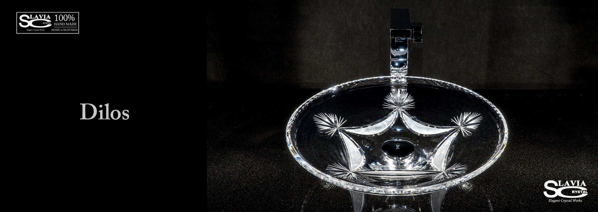 スラヴィアクリスタル：ディロス：高級洗面ボウル：高級洗面器：手洗い器：おしゃれ：美しい：クラッシック：豪華：ゴージャス：