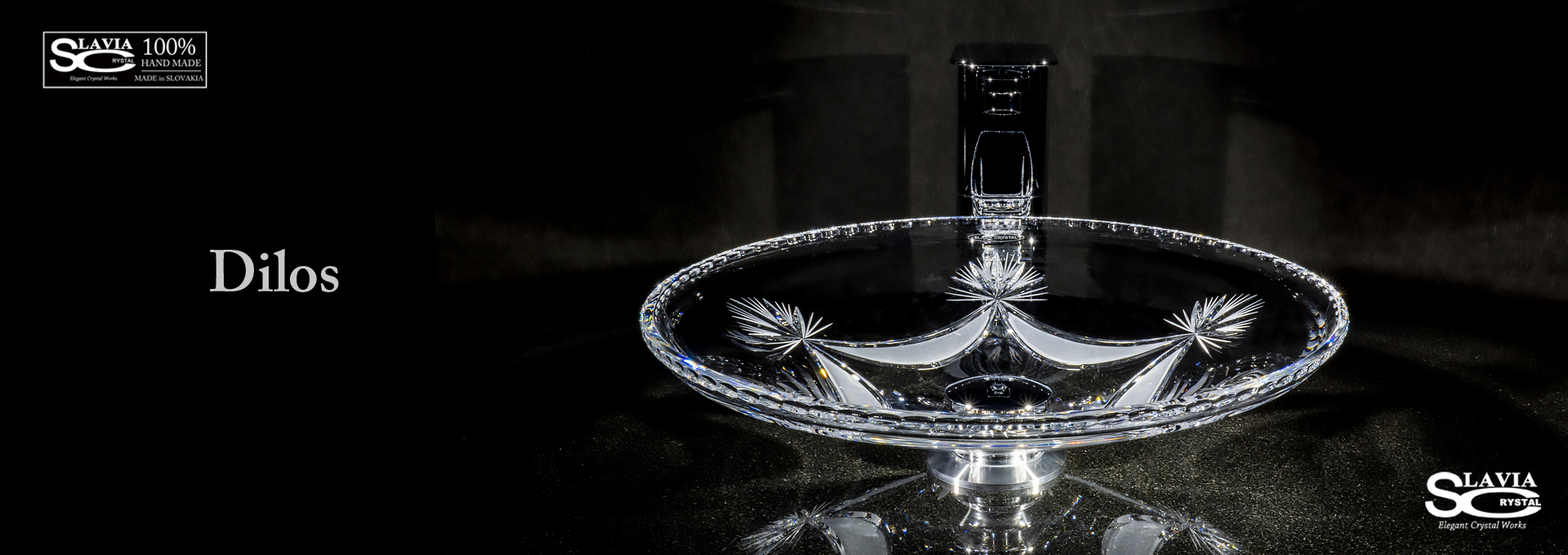 スラヴィアクリスタル：ディロス：高級洗面ボウル：高級洗面器：手洗い器：おしゃれ：美しい：クラッシック：豪華：ゴージャス：