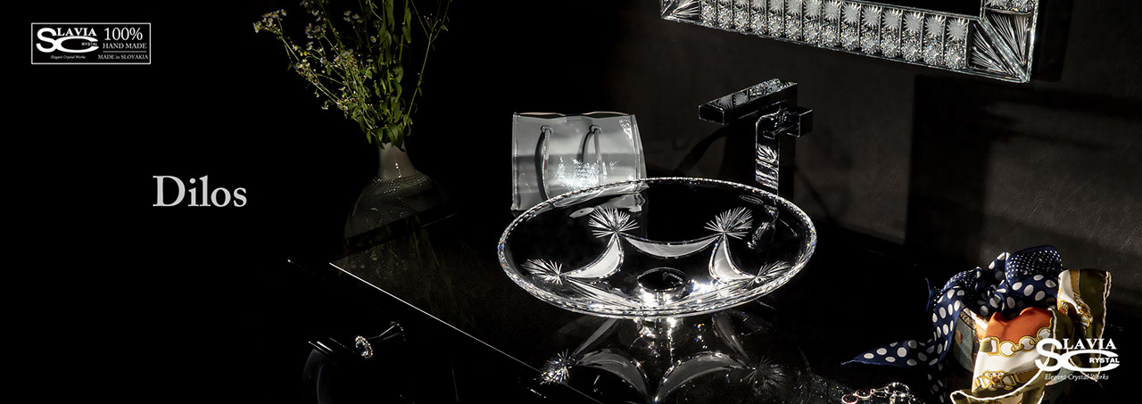 スラヴィアクリスタル：ディロス：高級洗面ボウル：高級洗面器：手洗い器：おしゃれ：美しい：クラッシック：豪華：ゴージャス：