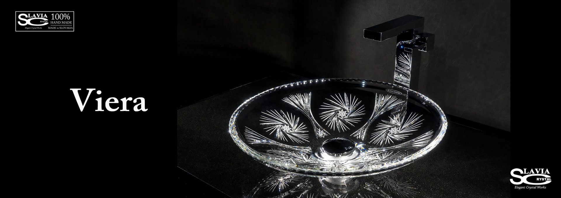 SLAVIA CRYSTAL　Dilos（スラヴィアクリスタル）ディロス　ヴィエラ洗面ボウル　｜洗面器｜手洗器｜手洗いボウル｜おしゃれ｜豪華｜美しい｜ガラス｜ボウル｜最高級｜クリスタル｜