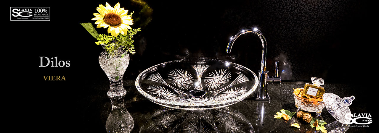 SLAVIA CRYSTAL　Dilos（スラヴィアクリスタル）ディロス　ヴィエラ洗面ボウル　｜洗面器｜手洗器｜手洗いボウル｜おしゃれ｜豪華｜美しい｜ガラス｜ボウル｜最高級｜クリスタル｜