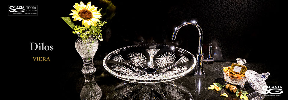 SLAVIA CRYSTAL　Dilos（スラヴィアクリスタル）ディロス　ヴィエラ洗面ボウル　｜洗面器｜手洗器｜手洗いボウル｜おしゃれ｜豪華｜美しい｜ガラス｜ボウル｜最高級｜クリスタル｜