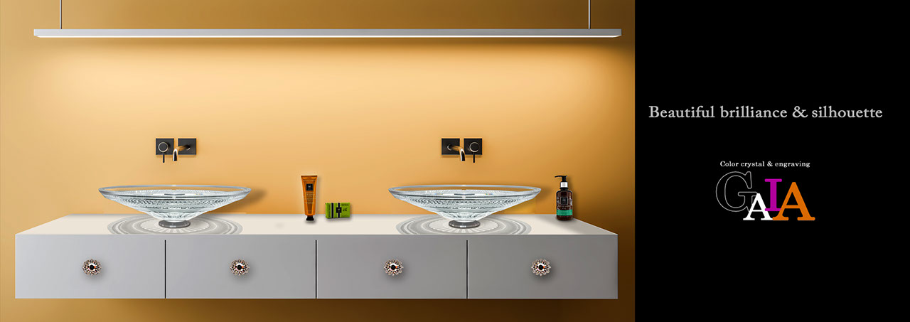 SLAVIA CRYSTAL　Dilos　GAIA  CLEAR（スラヴィアクリスタル）ディロス　ガイア　クリアーカラー洗面ボウル　｜洗面器｜手洗器｜手洗いボウル｜おしゃれ｜豪華｜美しい｜ガラス｜ボウル｜最高級｜クリスタル｜