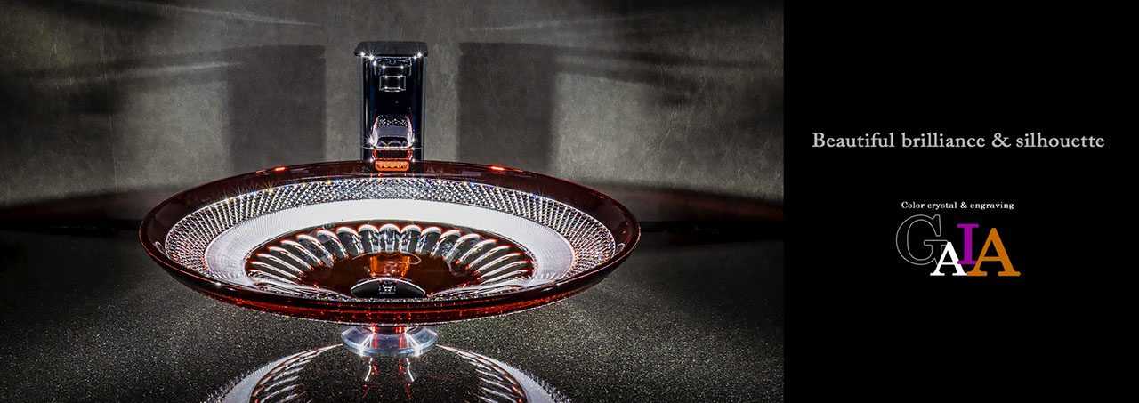 SLAVIA CRYSTAL　Dilos　GAIA  RUBIN（スラヴィアクリスタル）ディロス　ガイア　ルビンカラー洗面ボウル　｜洗面器｜手洗器｜手洗いボウル｜おしゃれ｜豪華｜美しい｜ガラス｜ボウル｜最高級｜クリスタル｜