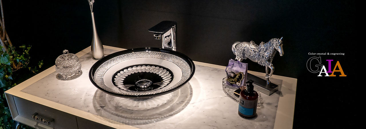 SLAVIA CRYSTAL　Dilos　GAIA  series（スラヴィアクリスタル）ディロス　ガイア　洗面ボウル　｜洗面器｜手洗器｜手洗いボウル｜おしゃれ｜豪華｜美しい｜ガラス｜ボウル｜最高級｜クリスタル｜