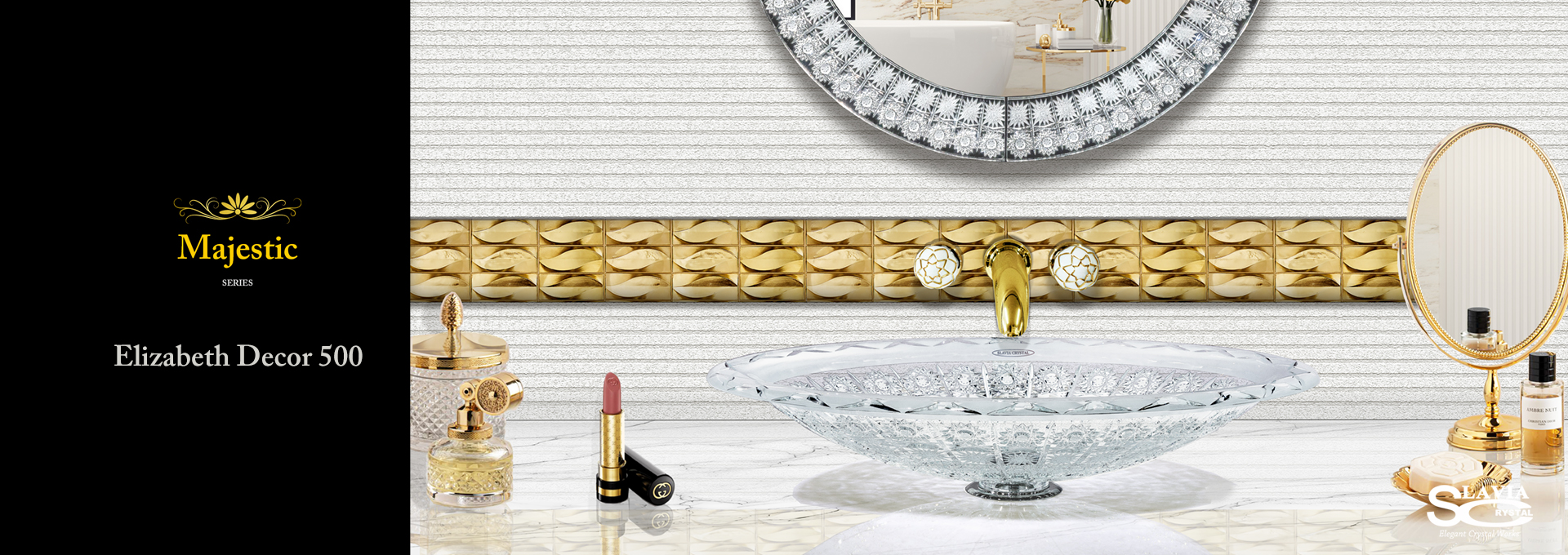 マジェスチィックシリーズ　エリザベス洗面ボウル：洗面器：手洗い器：大型：おしゃれ：豪華：クリスタル：置き型：埋め込み：輸入：海外：デザイン：美しい：