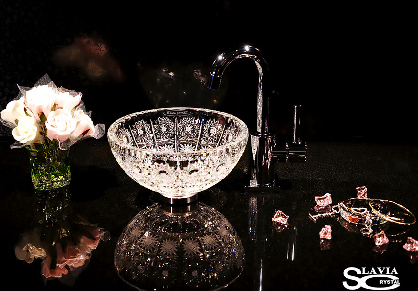 スラヴィアクリスタル　ミミ　クラッシック　エリザベス 210洗面ボウル　｜クリスタル｜ガラス｜手洗器｜手洗いボウル｜洗面器｜小型｜コンパクト｜トイレ｜玄関｜スペース｜デザイン｜おしゃれ｜豪華｜美しい｜スラビアクリスタル｜小さめ：｜