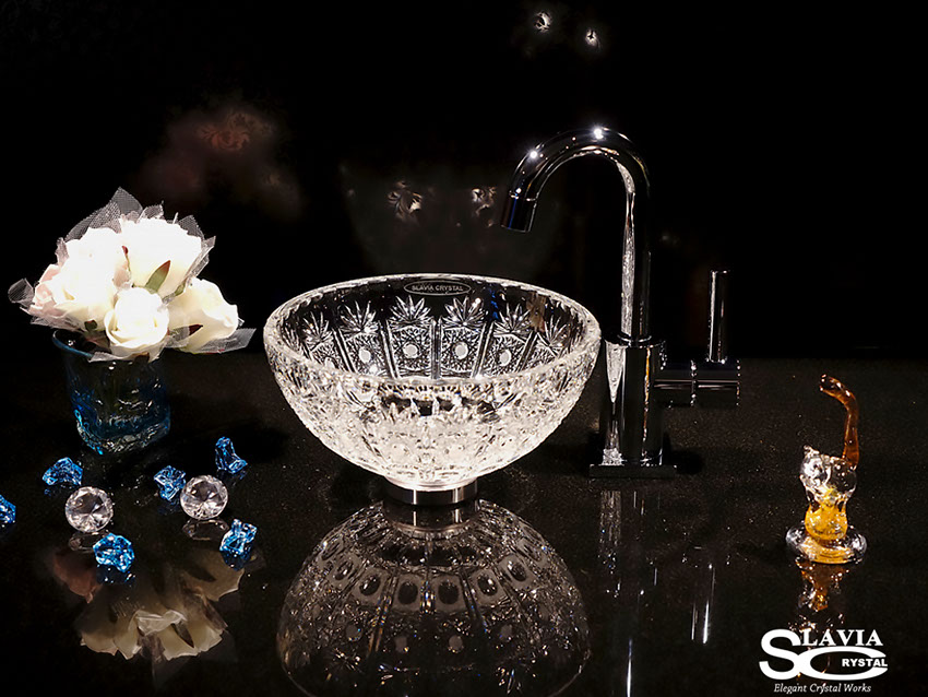スラヴィアクリスタル　ミミ　クラッシック　ヴィクトリア 210洗面ボウル　｜クリスタル｜ガラス｜手洗器｜手洗いボウル｜洗面器｜小型｜コンパクト｜トイレ｜玄関｜スペース｜デザイン｜おしゃれ｜豪華｜美しい｜スラビアクリスタル｜小さめ：｜