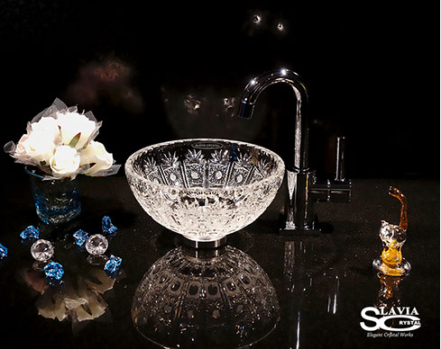 スラヴィアクリスタル　ミミ　クラッシック　ヴィクトリア 210洗面ボウル　｜クリスタル｜ガラス｜手洗器｜手洗いボウル｜洗面器｜小型｜コンパクト｜トイレ｜玄関｜スペース｜デザイン｜おしゃれ｜豪華｜美しい｜スラビアクリスタル｜小さめ：｜