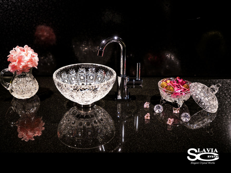 スラヴィアクリスタル　ミミ　クラッシック　ヴィクトリア 210洗面ボウル　｜クリスタル｜ガラス｜手洗器｜手洗いボウル｜洗面器｜小型｜コンパクト｜トイレ｜玄関｜スペース｜デザイン｜おしゃれ｜豪華｜美しい｜スラビアクリスタル｜小さめ：｜