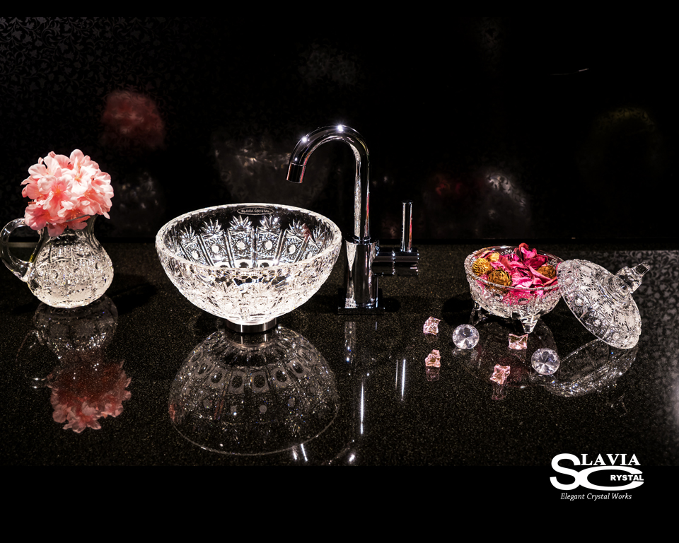 スラヴィアクリスタル　ミミ　クラッシック　ヴィクトリア 210洗面ボウル　｜クリスタル｜ガラス｜手洗器｜手洗いボウル｜洗面器｜小型｜コンパクト｜トイレ｜玄関｜スペース｜デザイン｜おしゃれ｜豪華｜美しい｜スラビアクリスタル｜小さめ：｜