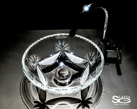 スラヴィアクリスタル　ミミ　クラッシック　ディロス洗面ボウル　｜クリスタル｜ガラス｜手洗器｜手洗いボウル｜洗面器｜小型｜コンパクト｜トイレ｜玄関｜スペース｜デザイン｜おしゃれ｜豪華｜美しい｜スラビアクリスタル｜小型｜