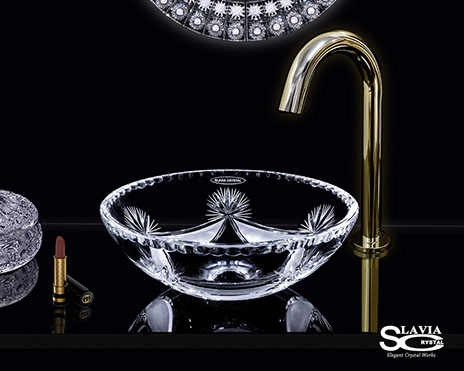 スラヴィアクリスタル　ミミ　クラッシック　ディロス洗面ボウル　｜クリスタル｜ガラス｜手洗器｜手洗いボウル｜洗面器｜小型｜コンパクト｜トイレ｜玄関｜スペース｜デザイン｜おしゃれ｜豪華｜美しい｜スラビアクリスタル｜小型｜