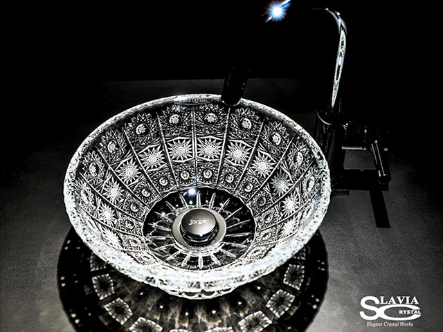 スラヴィアクリスタル　ミミ　クラッシック　エリザベス洗面ボウル　｜クリスタル｜ガラス｜手洗器｜手洗いボウル｜洗面器｜小型｜コンパクト｜トイレ｜玄関｜スペース｜デザイン｜おしゃれ｜豪華｜美しい｜スラビアクリスタル｜ビクトリア｜