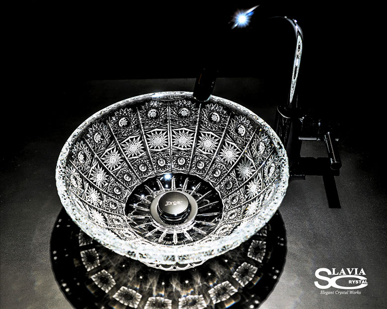 スラヴィアクリスタル　ミミ　クラッシック　エリザベス洗面ボウル　｜クリスタル｜ガラス｜手洗器｜手洗いボウル｜洗面器｜小型｜コンパクト｜トイレ｜玄関｜スペース｜デザイン｜おしゃれ｜豪華｜美しい｜スラビアクリスタル｜ビクトリア｜