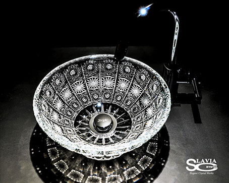 スラヴィアクリスタル　ミミ　クラッシック　エリザベス洗面ボウル　｜クリスタル｜ガラス｜手洗器｜手洗いボウル｜洗面器｜小型｜コンパクト｜トイレ｜玄関｜スペース｜デザイン｜おしゃれ｜豪華｜美しい｜スラビアクリスタル｜ビクトリア｜