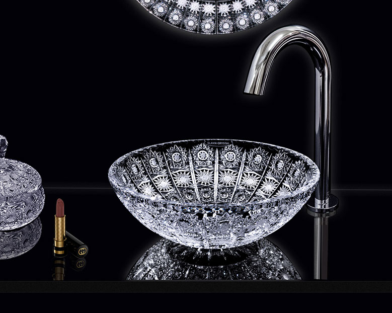 スラヴィアクリスタル　ミミ　クラッシック　エリザベス洗面ボウル　｜クリスタル｜ガラス｜手洗器｜手洗いボウル｜洗面器｜小型｜コンパクト｜トイレ｜玄関｜スペース｜デザイン｜おしゃれ｜豪華｜美しい｜スラビアクリスタル｜エリザベス｜