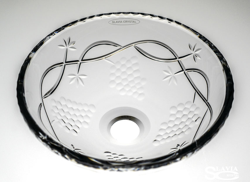 スラヴィアクリスタル　ミミ　クラッシック　ヴィネア洗面ボウル　｜クリスタル｜ガラス｜手洗器｜手洗いボウル｜洗面器｜小型｜コンパクト｜トイレ｜玄関｜スペース｜デザイン｜おしゃれ｜豪華｜美しい｜スラビアクリスタル｜小さめ：｜