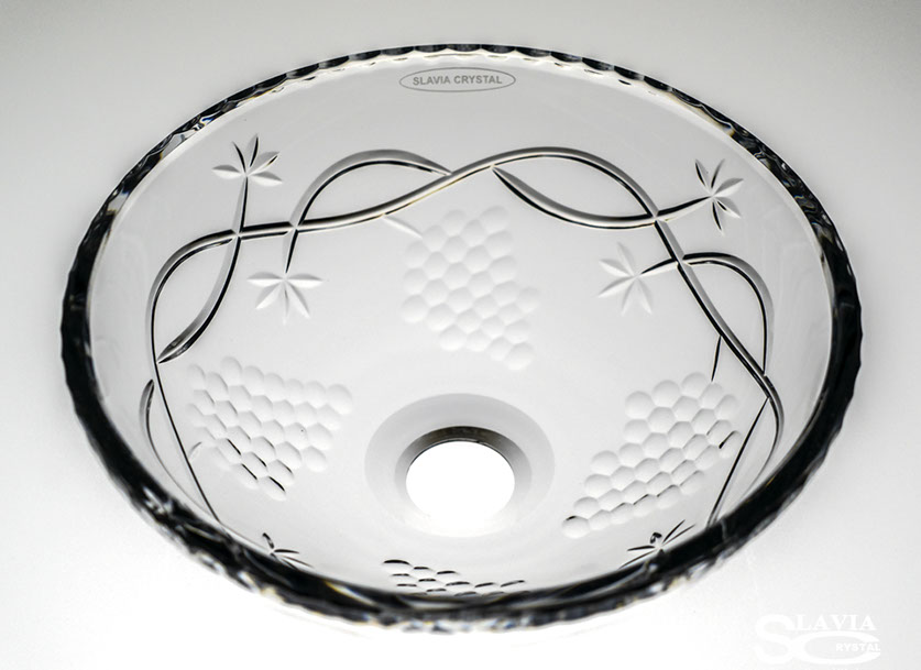 スラヴィアクリスタル　ミミ　クラッシック　ヴィネア洗面ボウル　｜クリスタル｜ガラス｜手洗器｜手洗いボウル｜洗面器｜小型｜コンパクト｜トイレ｜玄関｜スペース｜デザイン｜おしゃれ｜豪華｜美しい｜スラビアクリスタル｜小さめ：｜