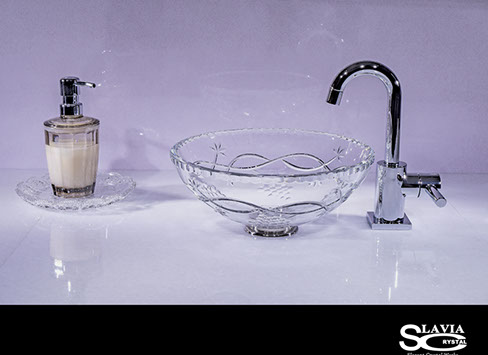 スラヴィアクリスタル　ミミ　クラッシック　ヴィネア洗面ボウル　｜クリスタル｜ガラス｜手洗器｜手洗いボウル｜洗面器｜小型｜コンパクト｜トイレ｜玄関｜スペース｜デザイン｜おしゃれ｜豪華｜美しい｜スラビアクリスタル｜小さめ：｜