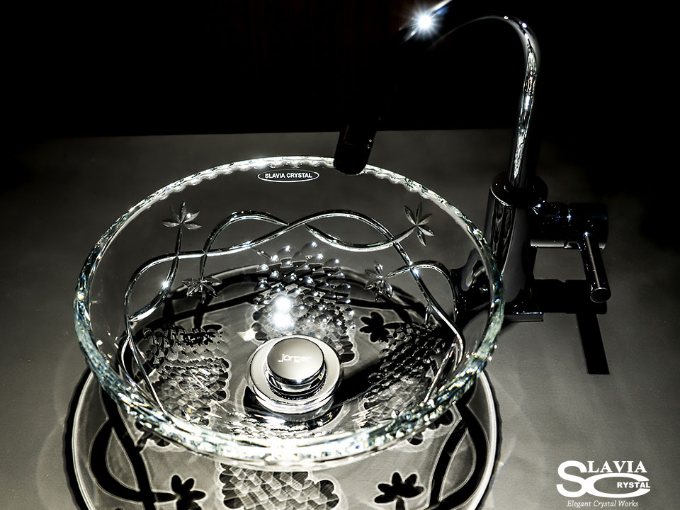 スラヴィアクリスタル　ミミ　クラッシック　ヴィネア洗面ボウル　｜クリスタル｜ガラス｜手洗器｜手洗いボウル｜洗面器｜小型｜コンパクト｜トイレ｜玄関｜スペース｜デザイン｜おしゃれ｜豪華｜美しい｜スラビアクリスタル｜小さめ：｜