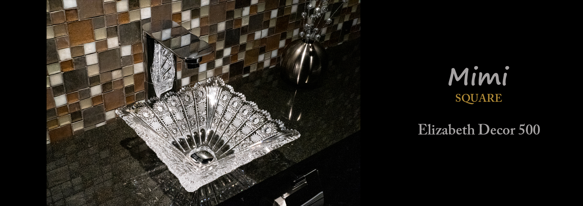 スラヴィアクリスタル　ミミ　スクエアーエリザベス洗面ボウル　｜クリスタル｜ガラス｜手洗器｜手洗いボウル｜洗面器｜小型｜コンパクト｜トイレ｜玄関｜スペース｜デザイン｜おしゃれ｜豪華｜美しい｜スラビアクリスタル｜小さめ：｜