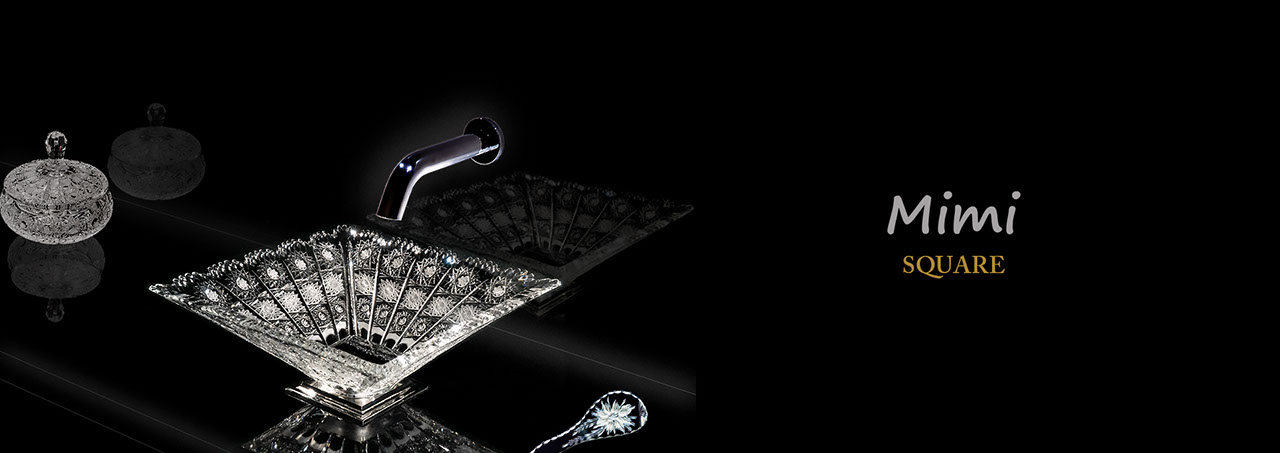 スラヴィアクリスタル　ミミ　スクエアーシリーズ洗面ボウル　｜クリスタル｜ガラス｜手洗器｜手洗いボウル｜洗面器｜小型｜コンパクト｜トイレ｜玄関｜スペース｜デザイン｜おしゃれ｜豪華｜美しい｜スラビアクリスタル｜小さめ：｜