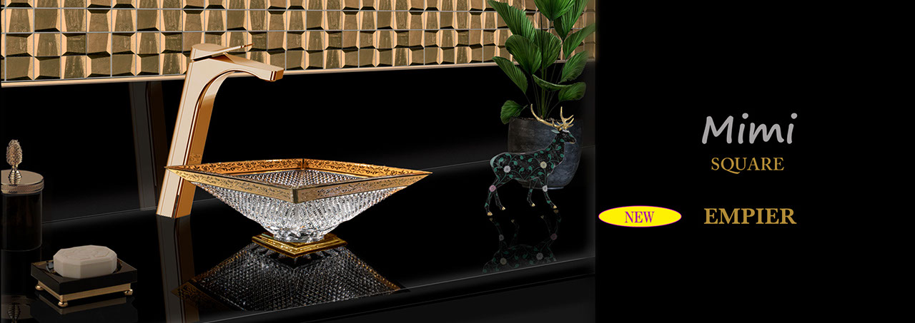 スラヴィアクリスタル　ミミ　スクエアーシリーズ洗面ボウル　｜クリスタル｜ガラス｜手洗器｜手洗いボウル｜洗面器｜小型｜コンパクト｜トイレ｜玄関｜スペース｜デザイン｜おしゃれ｜豪華｜美しい｜スラビアクリスタル｜小さめ：｜