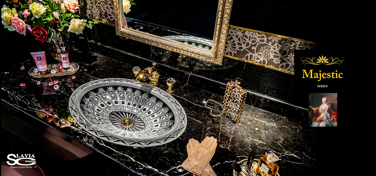 スラヴィアクリスタル　マジェスティック　クリスタル洗面ボウル：洗面器：