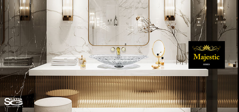 スラヴィアクリスタル　マジェスティック　クリスタル洗面ボウル：洗面器：