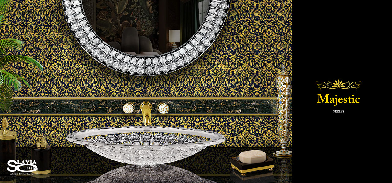 スラヴィアクリスタル　マジェスティック　クリスタル洗面ボウル：洗面器：