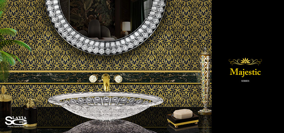 スラヴィアクリスタル　マジェスティック　クリスタル洗面ボウル：洗面器：