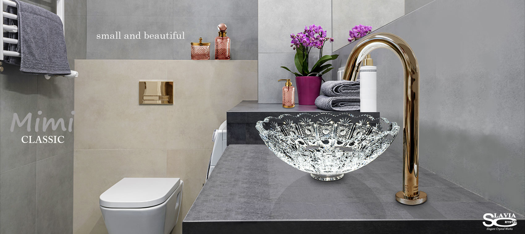 スラヴィアクリスタル：ミミ　シリーズ洗面ボウル：クリスタル：手洗い器：手洗いボウル：トイレ：スペース：おしゃれ：美しい：デザイン：小スペース：ヨーロッパ：最高級：