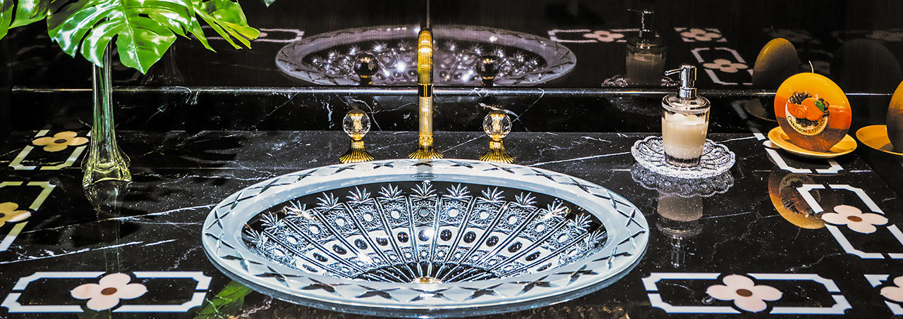 スラヴィアクリスタル：ヴィクトリア洗面ボウル：洗面器：手洗い器：手洗いボウル：最高級：美しい：おしゃれ：豪華：